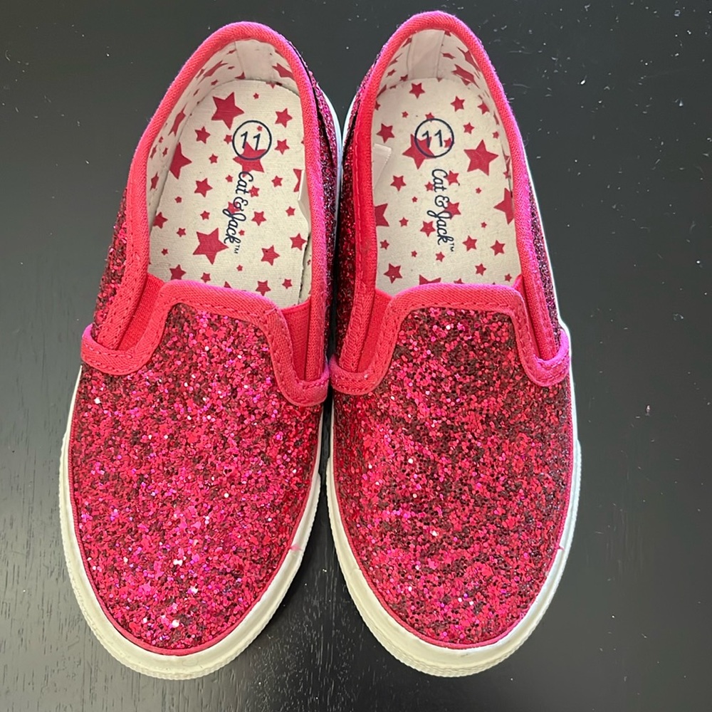 Pink Glitter slip on sneakers